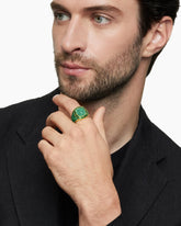 Streamline® Signet Ring in 18K Yellow Gold with Emeralds, 25mm